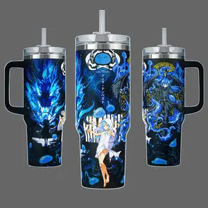 Rimuru Tempest Jura Tempest Federation That Time I Got Reincarnated as a Slime Stainless Steel Insulated Travel Tumbler With Handle & Straw Lid 20oz 40oz Full Wrap Blue Aura Hot Cold Drink Cup