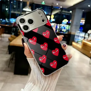 C-comme D-des G-garcons-ES Phone Case for iphone Electroplated Glass Phone Case - Luxury Mirror Finish Shockproof Fingerprint Resistant  | Slim Glossy Protective phone Cover