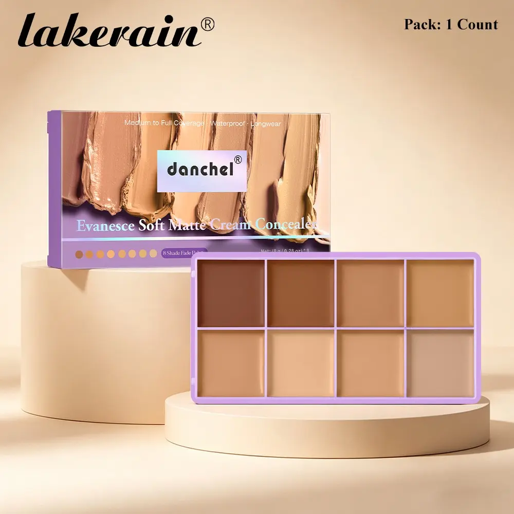Danchel 1 Count Concealer Palette, 8 Shades Available, Buildable Matte Coverage, All-in-one Multi-Effect, Soft Matte Luxury Finish, Waterproof & Transfer-Proof, Long-Wearing, Suitable for All Skin Types, Matte Makeup Finish, Longwear Makeup