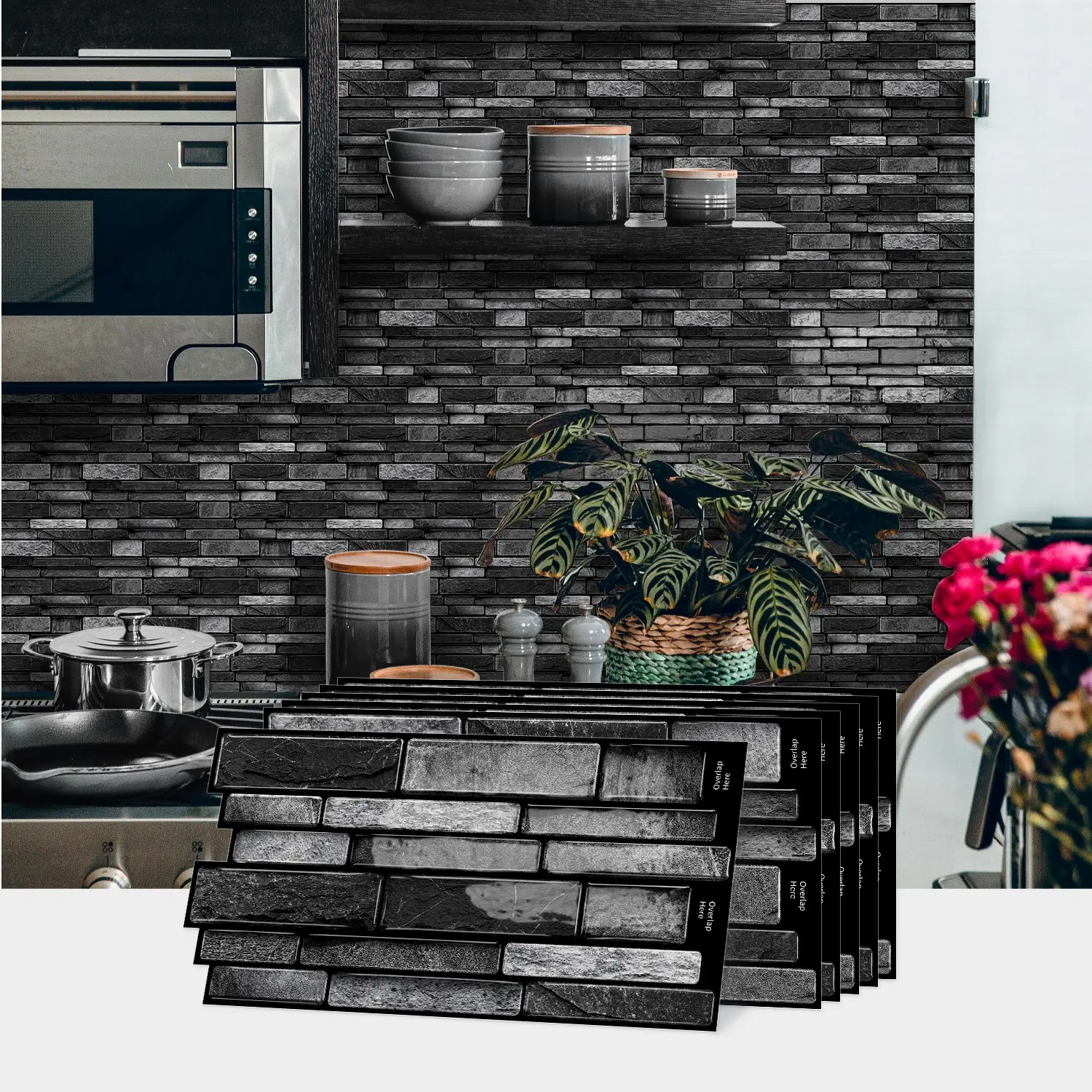 20 pieces of instant peel and stick splash guard artificial stone tiles wall sticker, Peel and Stick Wallpaper Designs, Self Adhesive Wallpaper, 24.6 cm X 12 cm, easy to clean, your kitchen backsplash, fireplace, Interior Walls