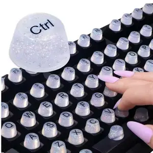 128 Keys Silicone Keyboard Bubble Stickers for Long Nails, Clear Raised Key Caps, Reusable Self-Adhesive Nail Friendly Typing Protector for Laptop & PC, Soft Protective Keyboard Cover for Daily Use outdoorfun