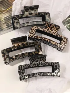 Women's Fashion Leopard Print Hair Clips Set, Anti-Slip Acrylic Animal Pattern Accessories, Suitable for Thick Thin Hair, Daily Commute Party Travel