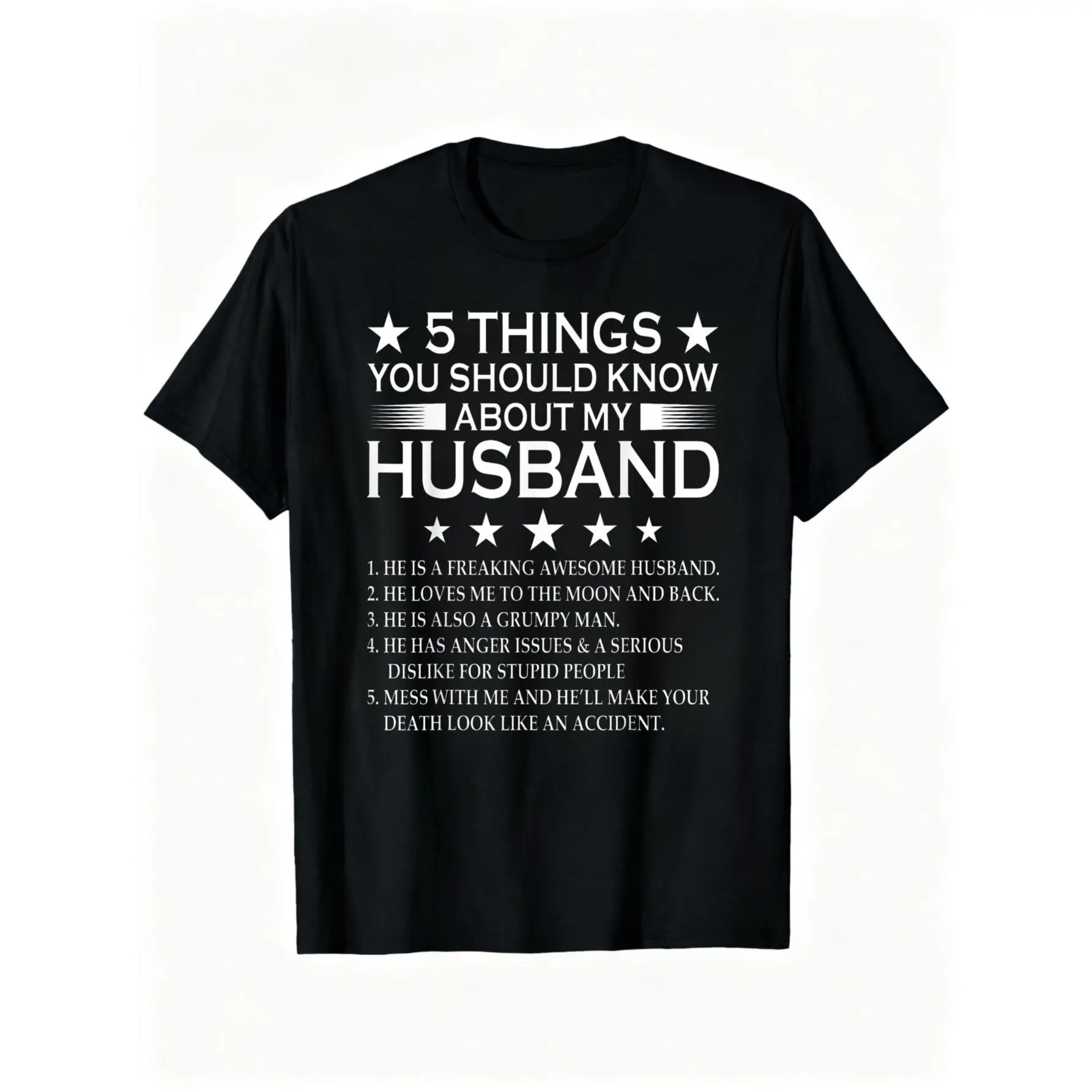 100% Cotton Unisex 5 Things you Should know about my Husband Marriage T-Shirt