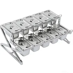 Expandable Spice Rack Set, 10 / 8 Pans, 14-25.6*14*7.9in,Expandable Spice Rack, Stainless Steel Organizer Shelf, Stainless Steel Spice Rack