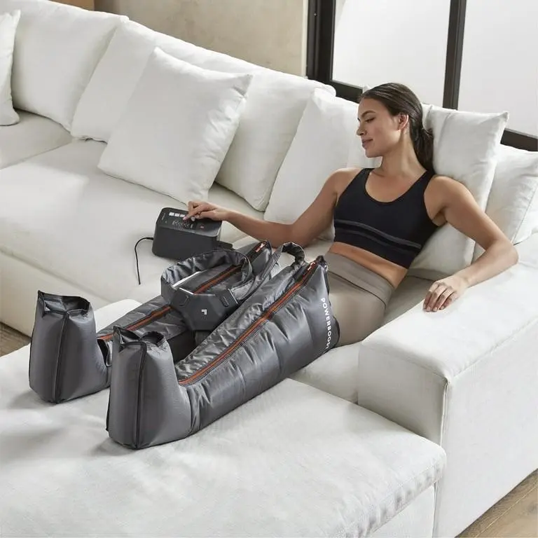 Blue Small-Medium Flex Leg Recovery System - Air Compression Massage Belt with Muscle Stimulation and Blood Flow Enhancement