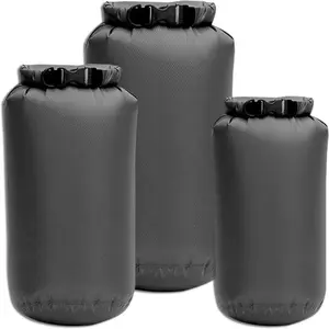 3 Pack Waterproof Dry Bags (5L, 10L, 20L) - Durable Compact Lightweight Waterproof Storage Bags for Travel Boating Fishing Camping Swimming Rafting & Outdoor Activities - Grey