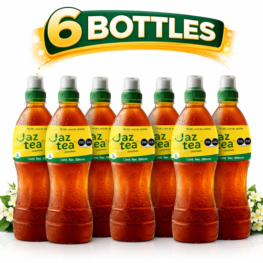 6 Bottles Jaztea Jasmine Iced Tea 500ml (16.9 fl oz) Each – Natural Ingredients, Refreshing Mexican Jasmine Tea Drink, Light & Smooth Flavor, Made in Sinaloa Mexico