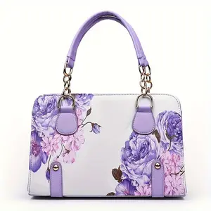 Women's European-American Style Ethnic Blue and White Porcelain Printed Crossbody Tote Purses, New Retro Fashion Handbags, Ideal Friend Birthday Gift with Red Petals Lights Set (Party Bags & Gifts Category),summervibes
