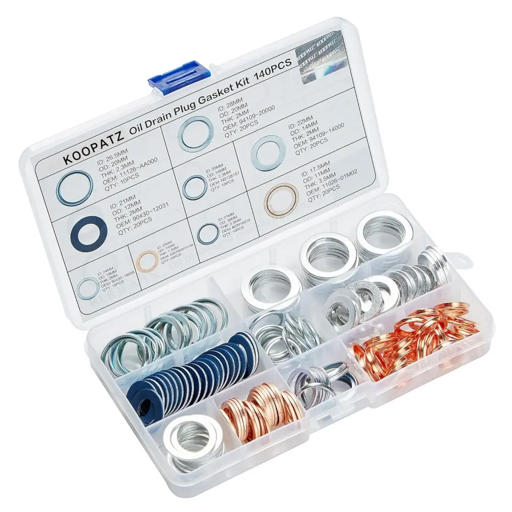 Automotive 140PCS Assorted Sizes Aluminum-Copper Drain Plug Gaskets & Seals Crush Washers Repair Replacement Kit for Oil Drains, Compatible with Honda (11126aa000), Subaru, VW (MIX-140 Set)