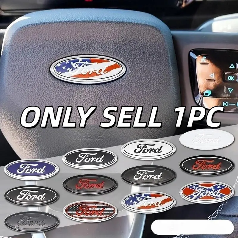 Ford 58mm Steering Wheel Logo Decal Sticker, Decorative Accessories for Escape/focus/fusion/fiesta/mondeo Mk2/3, Car Interior Decoration Automotive Decoration Adhesive Decals Vehicle, Decal for Cars, Car Stickers