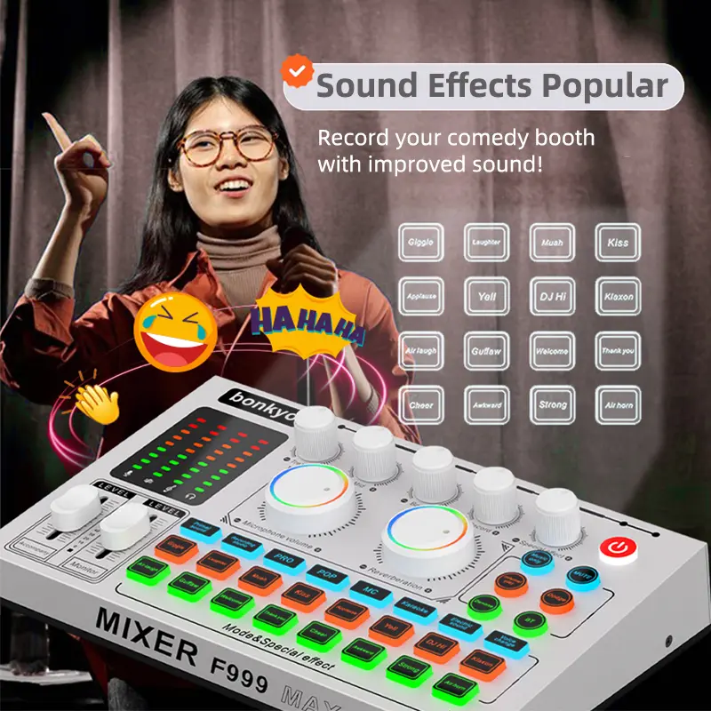 Bonkyo Audio Mixer F999MAX with M999Mic - Comprehensive Live Sound