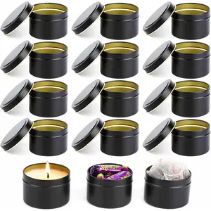 Pack of 12 Round Candle Jars 4 oz (120 ml) Small Candle Containers with Lid, DIY Candle Making Accessories for Jewellery, Cosmetics, Tea, Spices (Black) - Home Improvement.