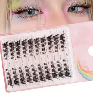 80pcs DIY Fox Eye Individual Cluster Lashes, DIY Eyelash Clusters, Natural Manga Wispy Mixed Lengths Cat Lash Extension Eyelashes for Dramatic Look, Spikes Lash Clusters