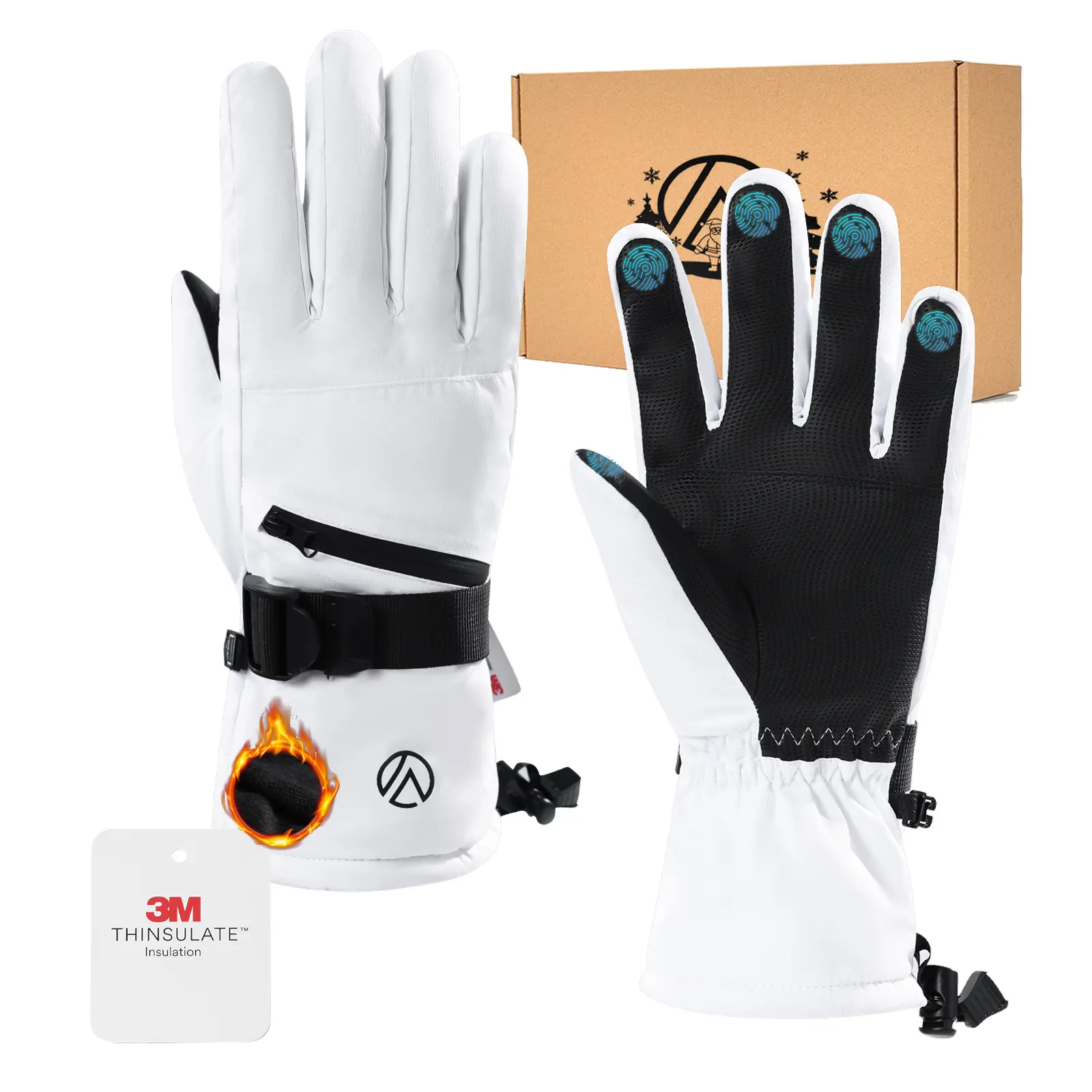 INPAKO 3M Thinsulate Waterproof Ski Gloves (-25°F) - Touchscreen Thermal Snow Gloves with Zipper Pocket for Men, Women & Kids, Hand Gloves Hand Cover tiktokshopbacktoschool