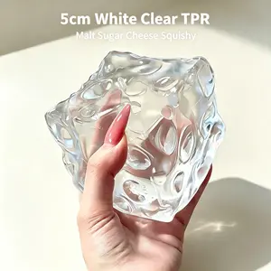 Clear White TPR Cube Squishy Fidget Toy, Super Soft Stretch Maltose Cheese Stress Squish, Scented Sensory Squeeze Toy Ease Anxiety for Teens Adults, Mini Cube Desk Play Fidget Gadget, Toys & Hobbies Collectible Gift