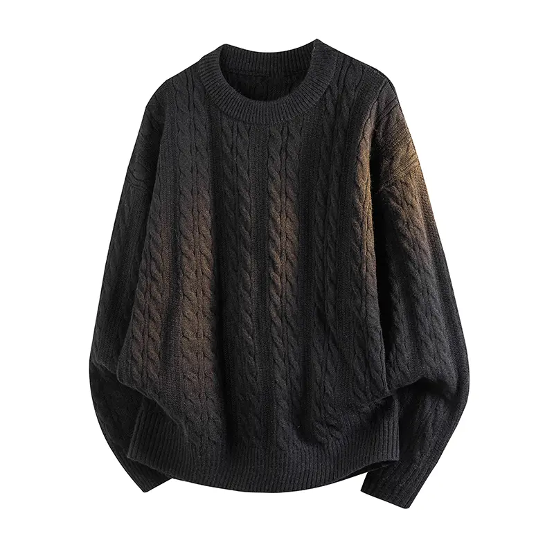 Men's Vintage Cable Knit Sweater, Long Sleeve Crewneck Pullover in a Soft Loose Fit for Streetwear and Outdoors, Menswear, Knitwear, Evening, Round Neck, Thanksgiving, Crew Neck, Exquisite Craftsmanship, Jeans, Tops