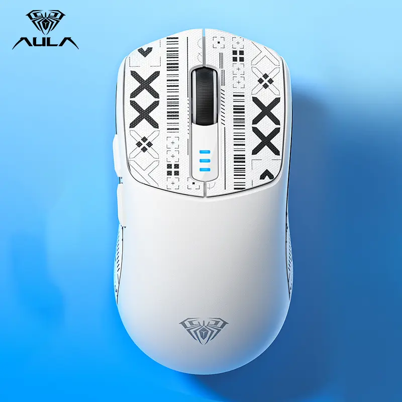AULA SC580 Ergonomic Design Wireless Gaming Mouse - Tri-Mode 2.4G/BT5.0/USB-C Connection, 10000 DPI Rechargeable 500mAh High Polling Rate, 6 Programmable Buttons, Anti-Slip Stickers, Long Lifespan for Office Laptops, PCs, Gamers, Android