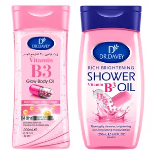 2pcs DR.DAVEY Vitamin B3 Body Oil+Vitamin B3 Shower Oil Body essential oil set Brightening Body Oil skin care oil moisturizing and hydrating care, Body Care Products, suitable for all seasons, portable for travel for Body, Face, Hand,Foot, Lip, Eye