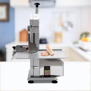 Electric Bone Saw Machine, 650W Commercial Electric Meat Bandsaw 110V Stainless Steel Countertop Bone Sawing Machine Frozen Meat Die-Cast Cutter with Adjustable Thickness for Rib Pork Beef