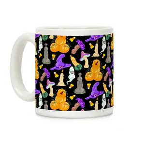 Halloween Peens Pattern Coffee Mug, 11 oz or 15 oz Ceramic Drinkware with Large Handles, Printed in the USA