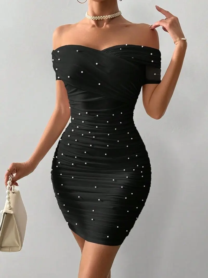 marsha rhinestone bodycon dress in mauve Women's Stygian Bodycon Round Neck Mesh Mini Dress XS/S/M/L/Customize Nude MEAN BLVD main image 1