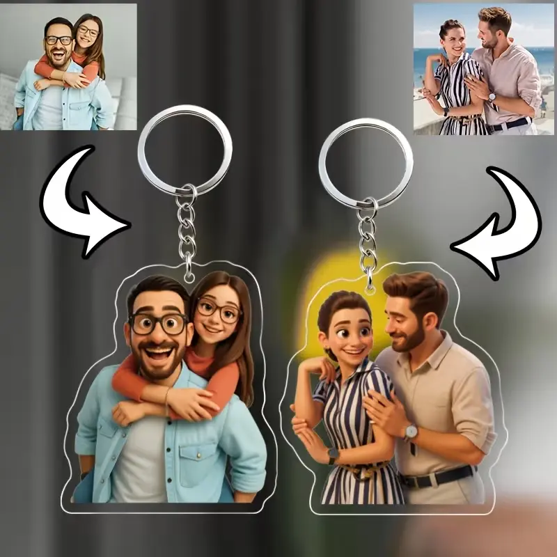 Custom Pet Family Keychain | Personalized Pet Photo Keyring | Unique Gift for Dog/Cat Lovers | Everyday Carry Accessory