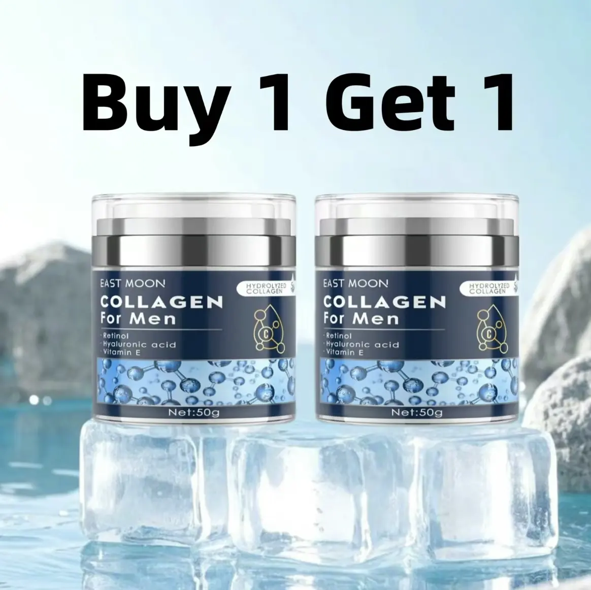 【BUY 1 GET 1】Collagen Men's Anti-Aging Wrinkle Cream, Men's Face Moisturizer Cream 50g, Skin Firming and Tightening Lotion, Firming Hyaluronic Acid Moisturize Men's Retinol Moisturizing Cream Daily Gentle Nourishing Repair Sensitive east moon men forges t