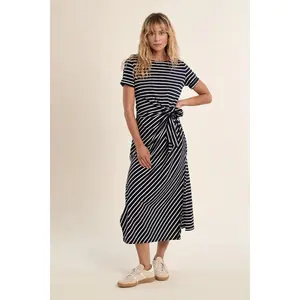 Lauren Knotted Stripe Dress Navy/White