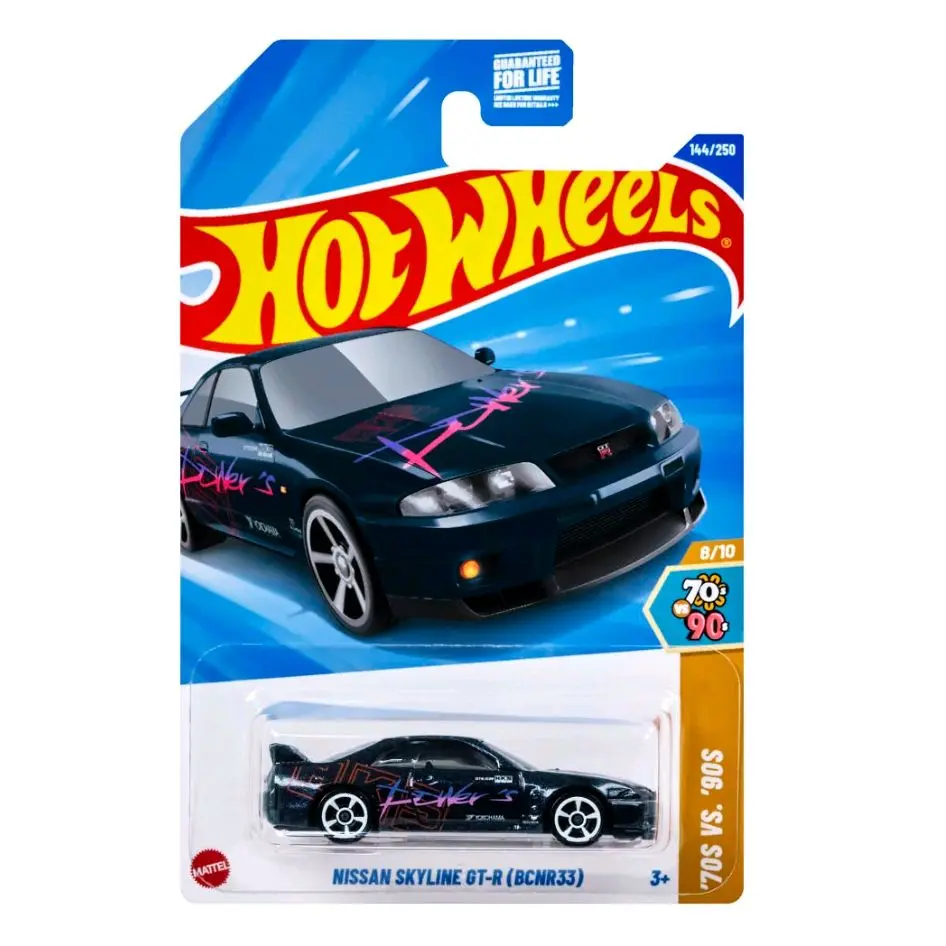 Hot Wheels 2025 '70s VS '90s Nissan Skyline GT-R BCNR33 Blue HKS #144 Mainline Diecast Model Car, Collectible Toy for Enthusiasts of Classic and Modern Automotive Design, Model Cars