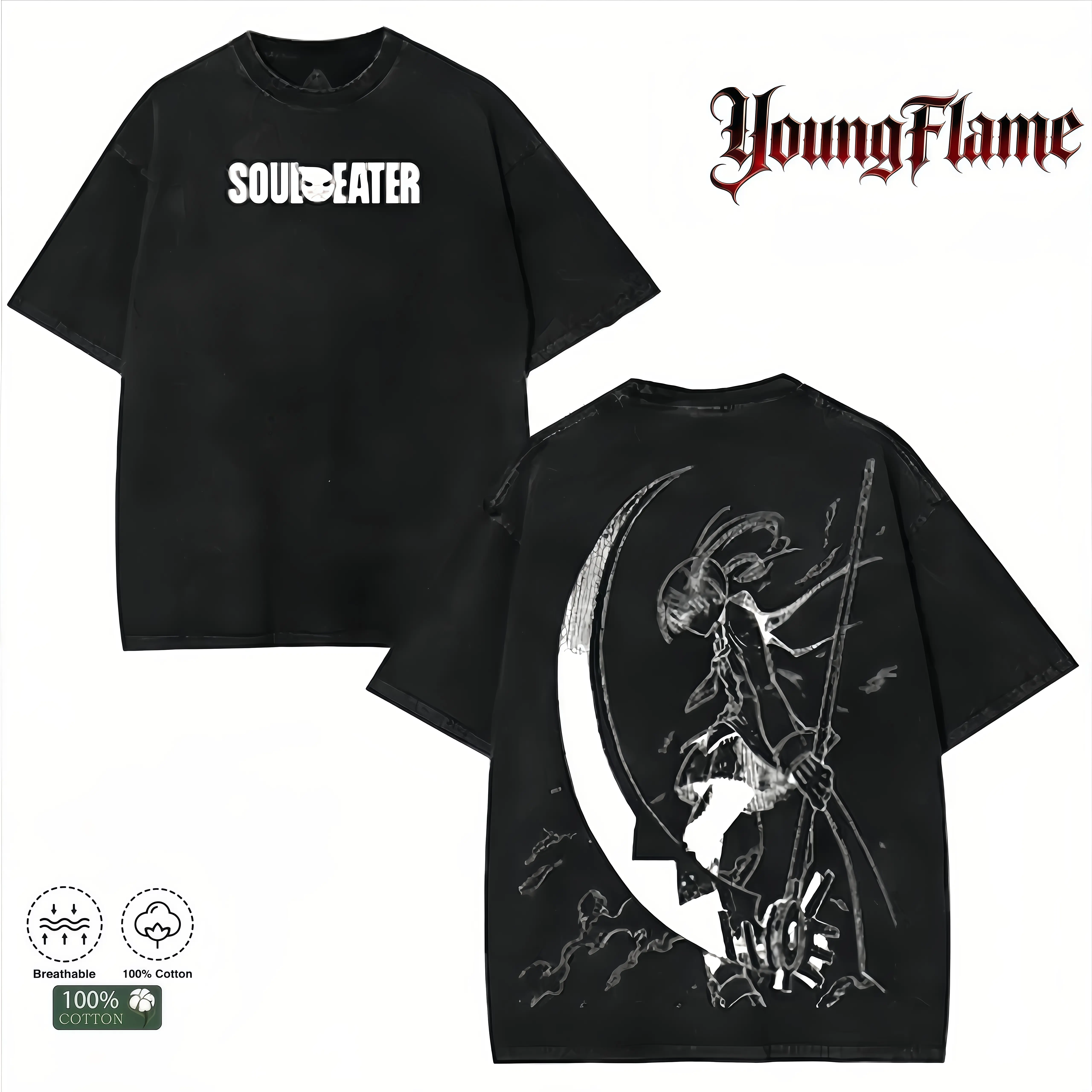 Soul Eater Maka Anime T-Shirt, Vintage Oversized Round Neck Short-Sleeve Washed Graphic Tee for Unisex Streetwear, Tshirt, Shortsleeve
