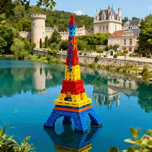 Colorful Eiffel Tower 3D Puzzle Building Blocks Decoration, Bookshelf Home Office Cabinet Decor, Party Living Room TV Stand Display