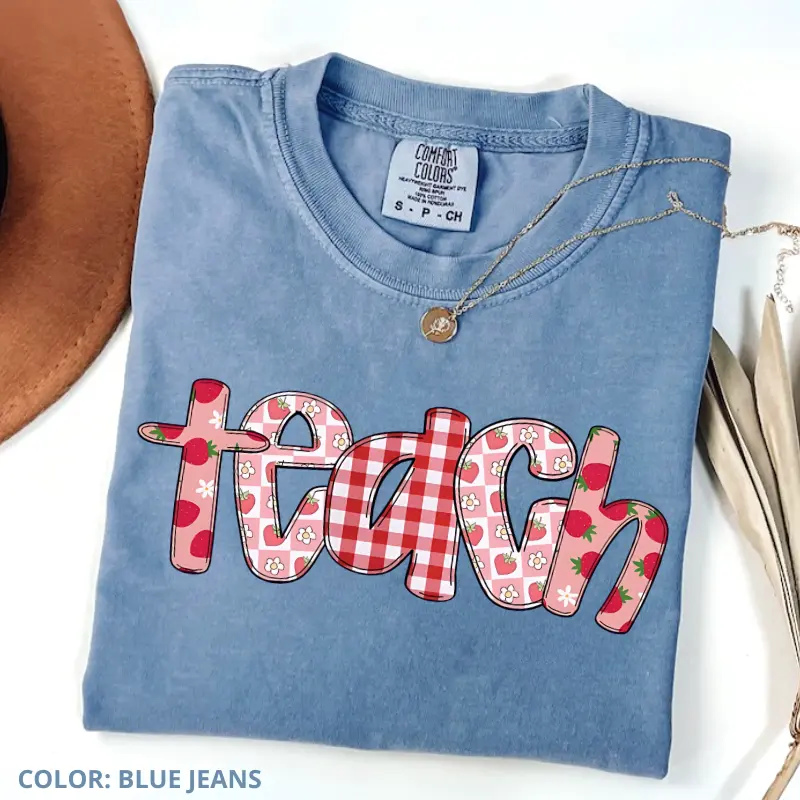 Comfort Colors Strawberry Teacher T-Shirt, Summer Teacher Tee, Back To School Gift, Teacher Appreciation Gift, Back To School, Cotton Basic Tee