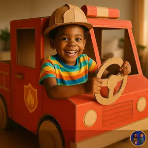 Cardboard Kingdom: Fire Truck Cab Blueprint — Kids Community Helpers Build