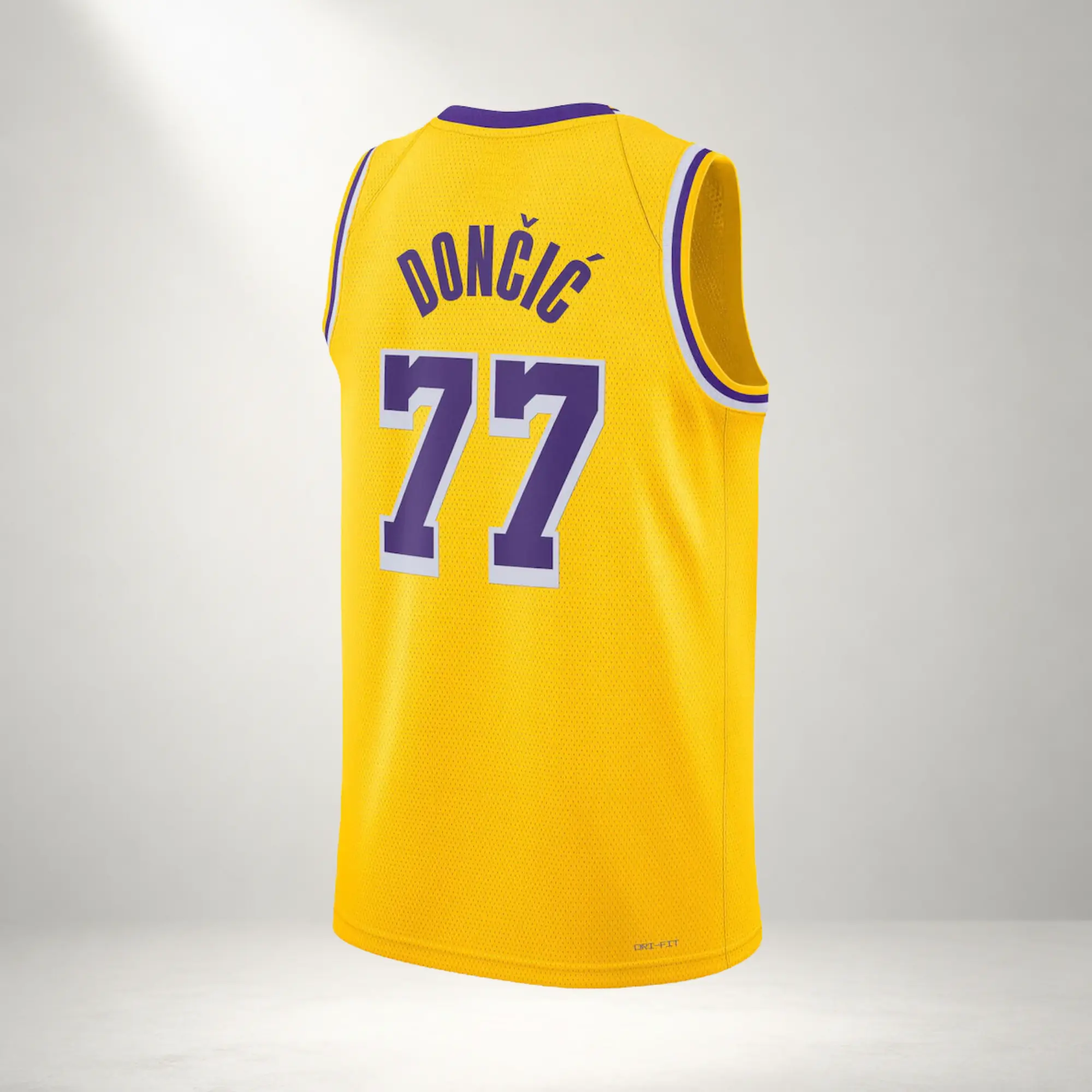 2026 Doncic #77 Swingman Jersey – Gold Basketball Fan Shirt with Purple Design, Gift for Basketball Lovers, Full logo