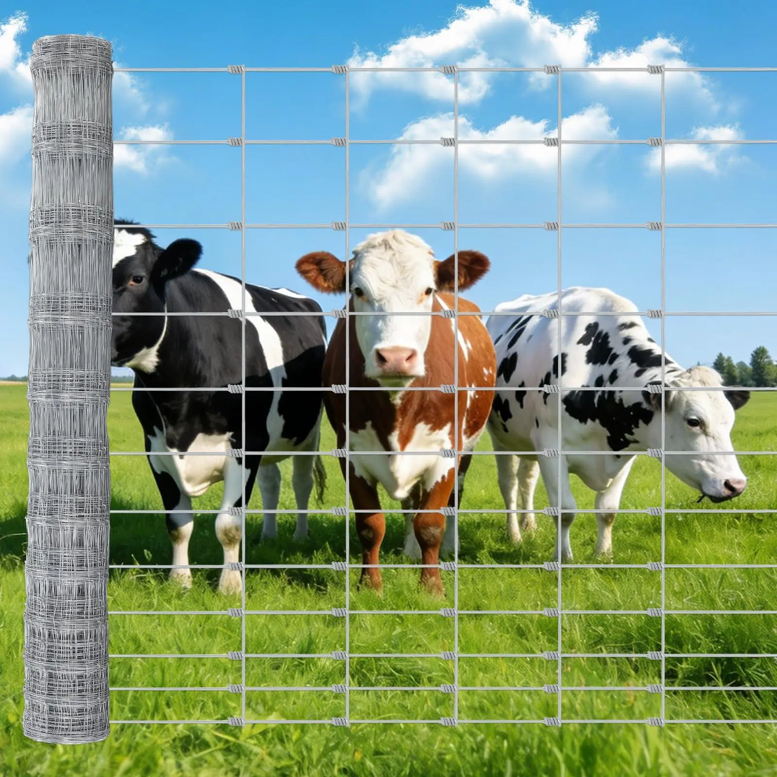 Cattle Fence 6 ft x 328 ft, Heavy Duty Galvanized Wire Fencing for Deer, Goat, Hog, Sheep, Heavy Zinc Coating Farm Wire Fence for Livestock & Yard Protection