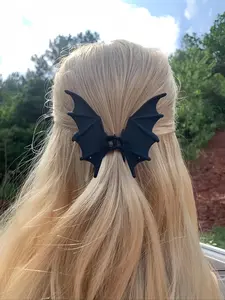 Bat Design Hair Claw Clip - Punk Gothic Hair Accessories for Women & Girls | Non-Slip Ponytail Holder for Halloween, Christmas Parties & Daily Goth Fashion (Valentine’s Day, NYE, Stocking Stuffers)
