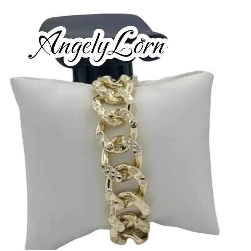 14k Laminated High Quality For Everyday Use, Bracelet cuban For women and Man Elegant Design ,Hypoallergenic