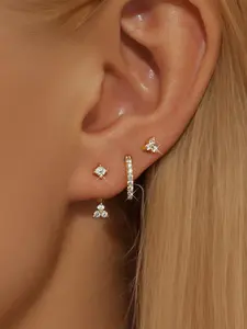 3pcs Fashion Clover Earrings Set, Simple Leaf Studs for Women, Daily Wear Jewelry, Elegant and Stylish Ear Accessories