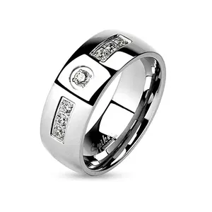 Men's Stainless Steel Cz Wedding Ring Band
