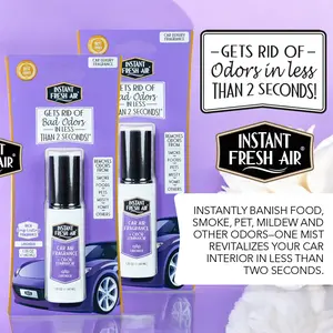 2-Pack: Dual-Action CAR AIR Lavender Fragrance & Odor Eliminator 1.35 Oz Eco-Friendly Biodegradable No Alcohol Safe Formula Car Essentials Car Scents Air Freshener Car Aroma Car Freshener - INSTANT FRESH AIR.