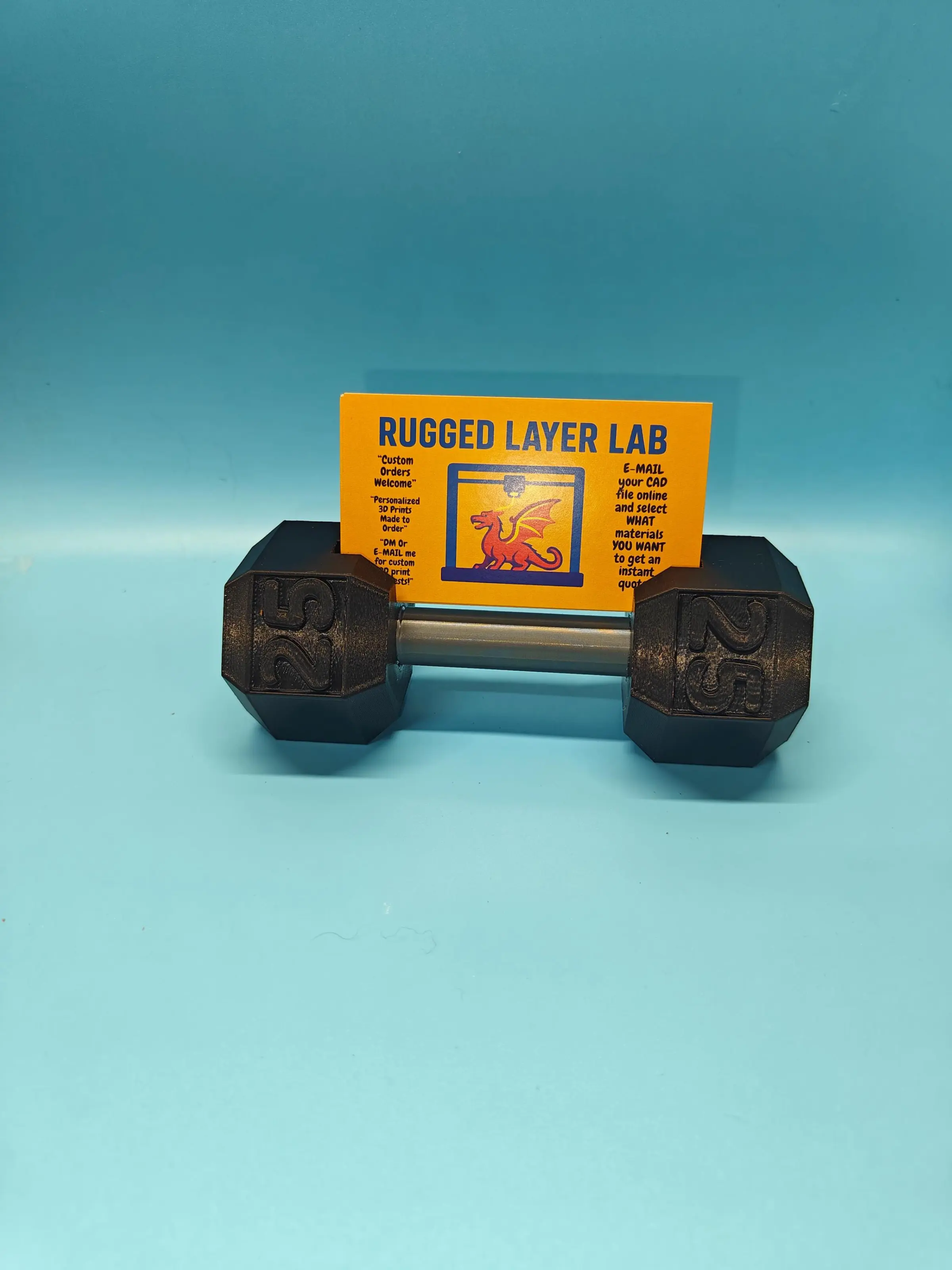 Dumbbell Business Card Holder – 3D Printed Gym Desk Organizer