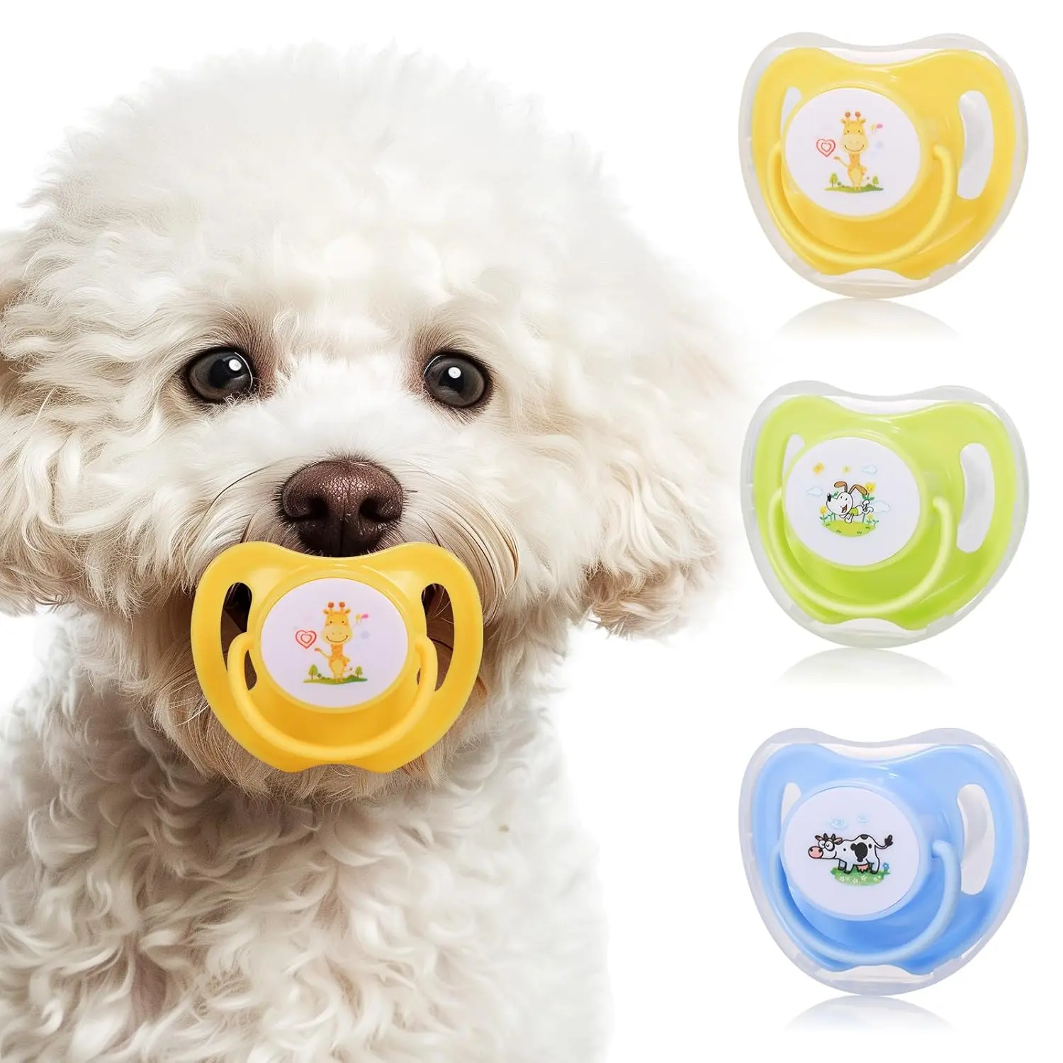 4-Pack Pet Pacifiers with Dust Cover, Cute Photo Props for Puppies and Kittens