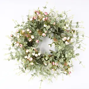 Spring Wreath, Green Leave, Roses, Front Door Wreath