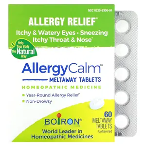 Boiron AllergyCalm, Allergy Relief, Unflavored, 60 Meltaway Tablets