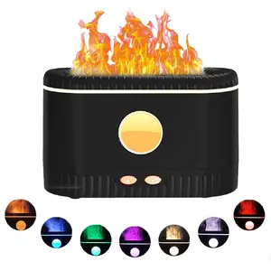Colorful Flame Air Aroma Diffuser Humidifier, Upgraded 7 Flame Colors Noiseless Essential Oil Diffuser for Home,Office,Yoga with Auto-Off Protection 200mL (8Hours Black)