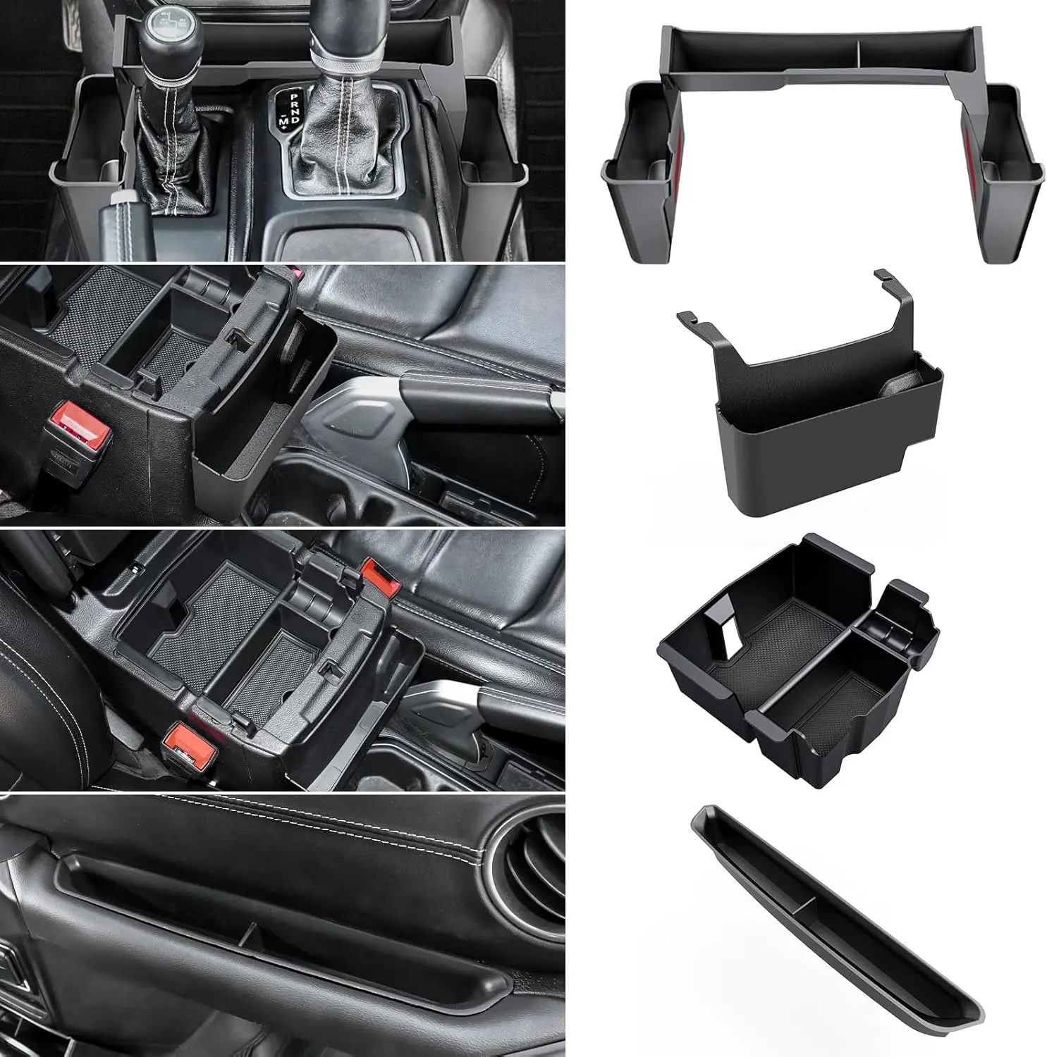 [SummerFinds]4PCS Upgraded Center Console Organizer for Jeep Wrangler JL JLU 4xe 2018-2023 & Gladiator JT 2020 2021 2022 2023 Accessories Gear Shift Side Tray Hanging Armrest Storage Box (Not for JK/JKU)