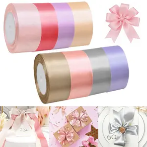 4cm/1.57inch 8 Rolls/200 Yards Satin Ribbon, Polyester Ribbon, Soft Ribbon Wrap for Gift Wrapping, Bow Making, Floral Bouquets, Wedding Invitations, Party Decorations and Craft Supplies