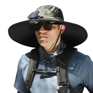 Outdoor Wide-brimmed Sunshade Hat, Equipped with Two Wind Turbines. Ideal Gift for Family Members on Christmas and Thanksgiving Day