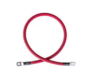 2/0 Gauge (AWG) Single Red Pure Copper Battery Cable Wire with Lug Connector Ring Terminals Flexible Wire Grounding Cord