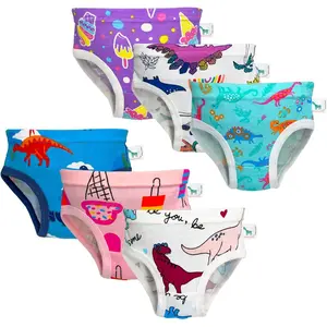 KF5-UDW02 Girls underwear,100% cotton, Toddler underwear girls 3t,2024 Dinosaur,6 - pack